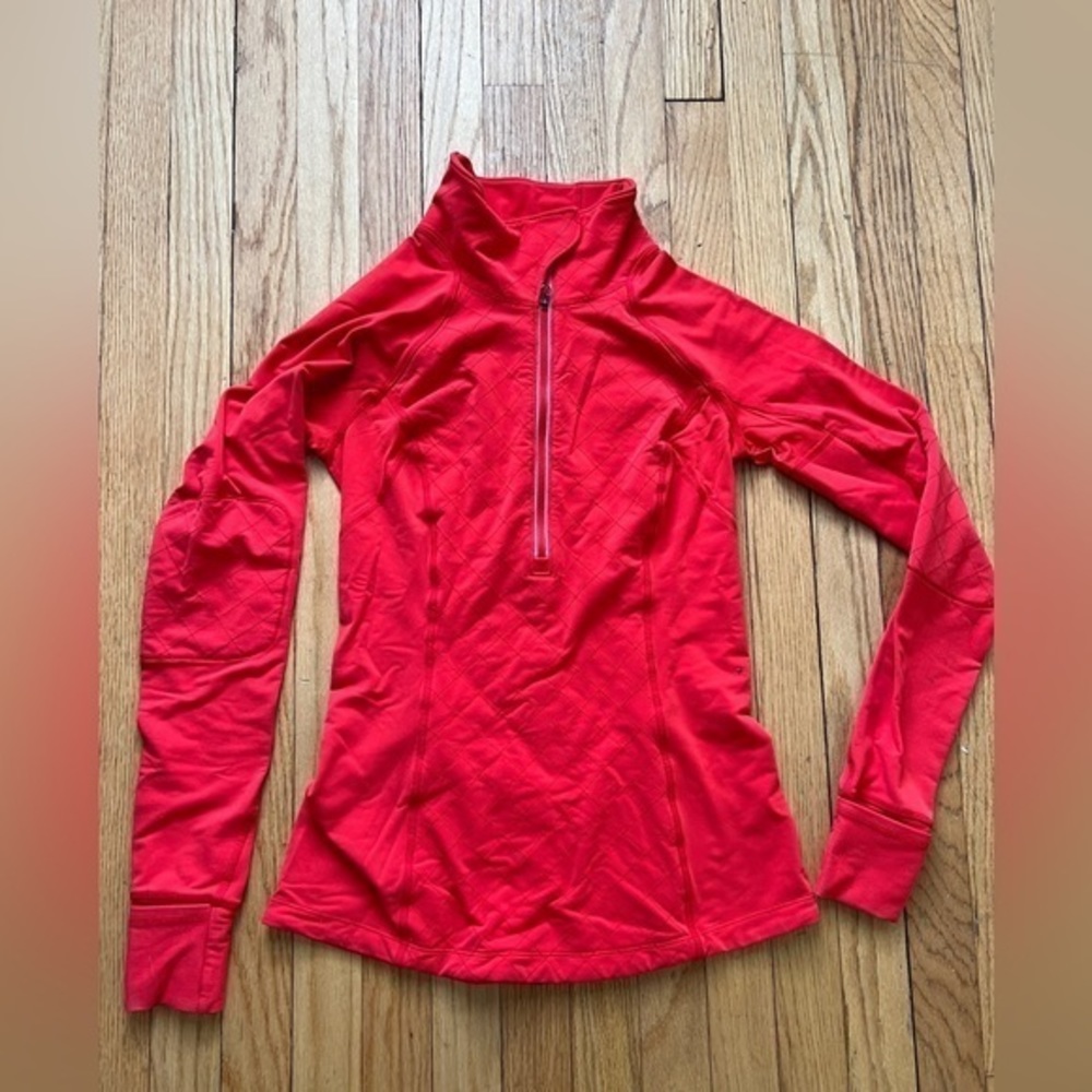 Coral lululemon 1/4 zip up long sleeve shirt